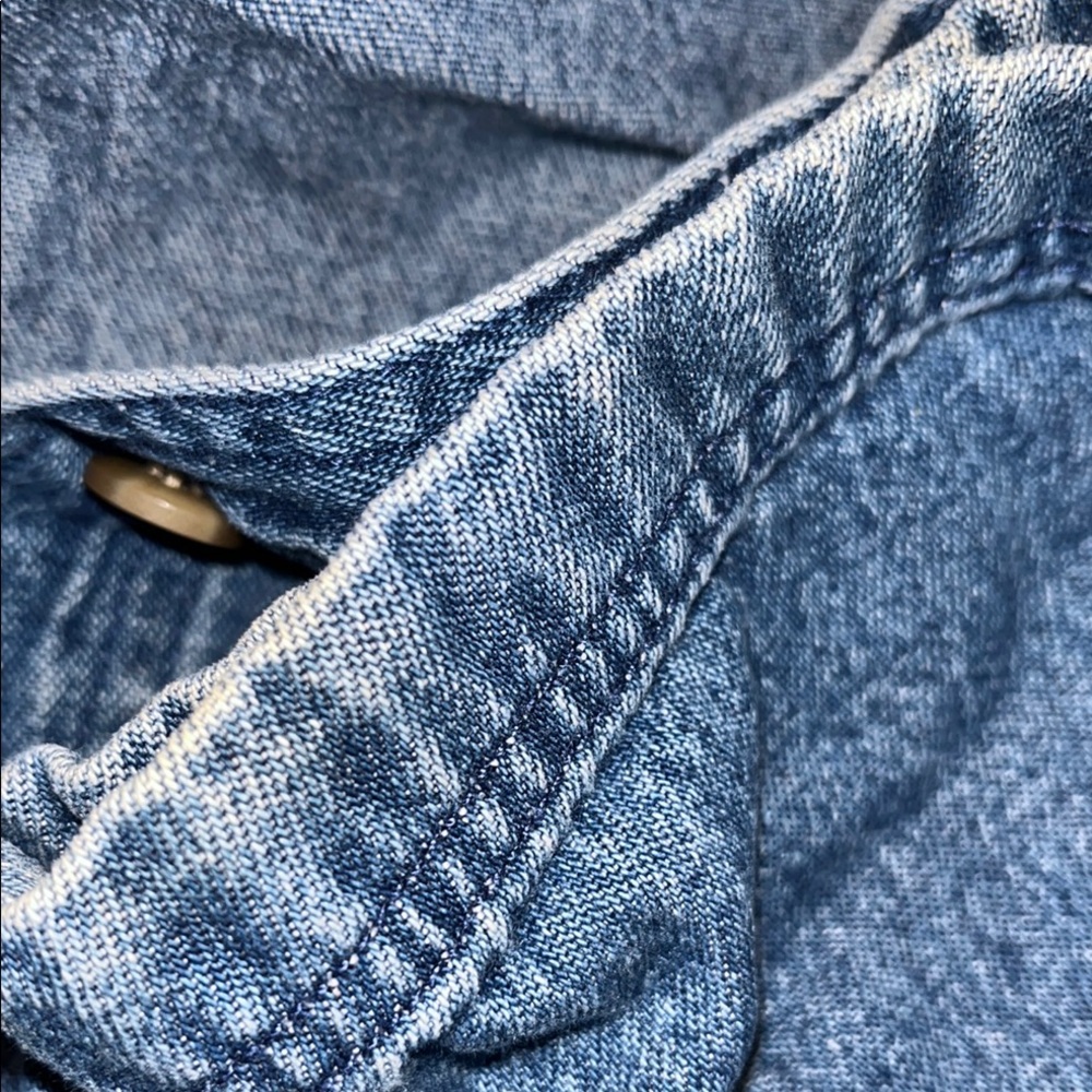 Dark Blue Denim Jacket - Classic Women's Coat - Picture 5 of 7